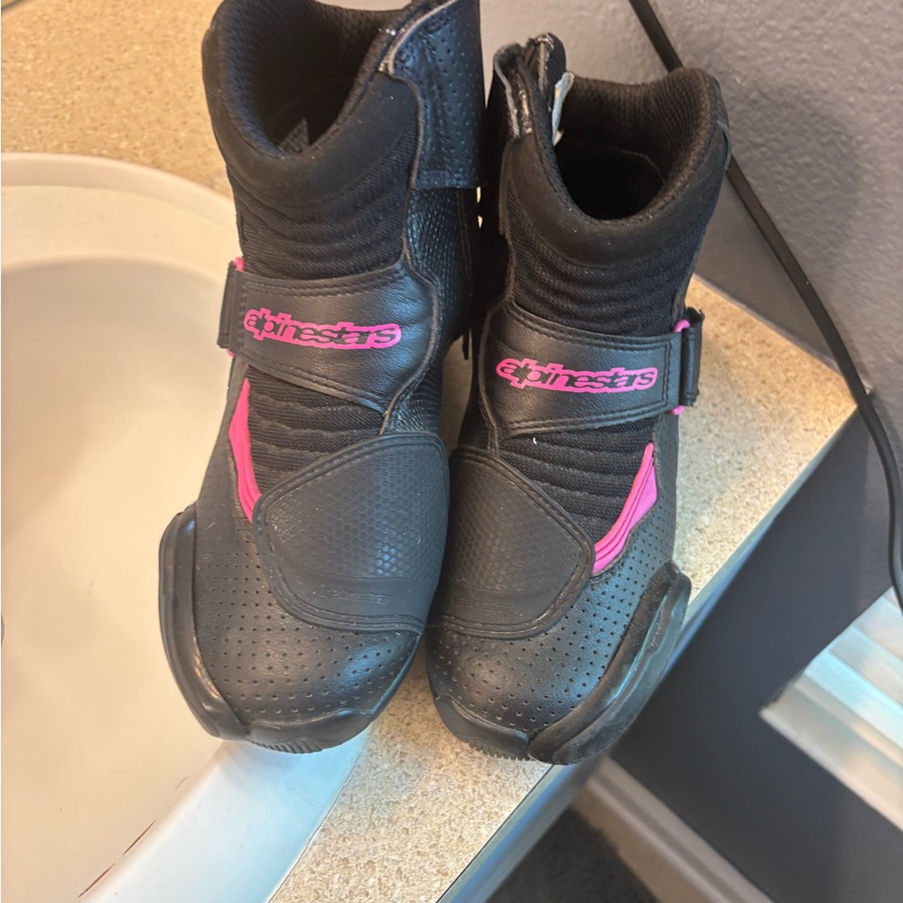 Alpinestars Black and Pink Riding Boots